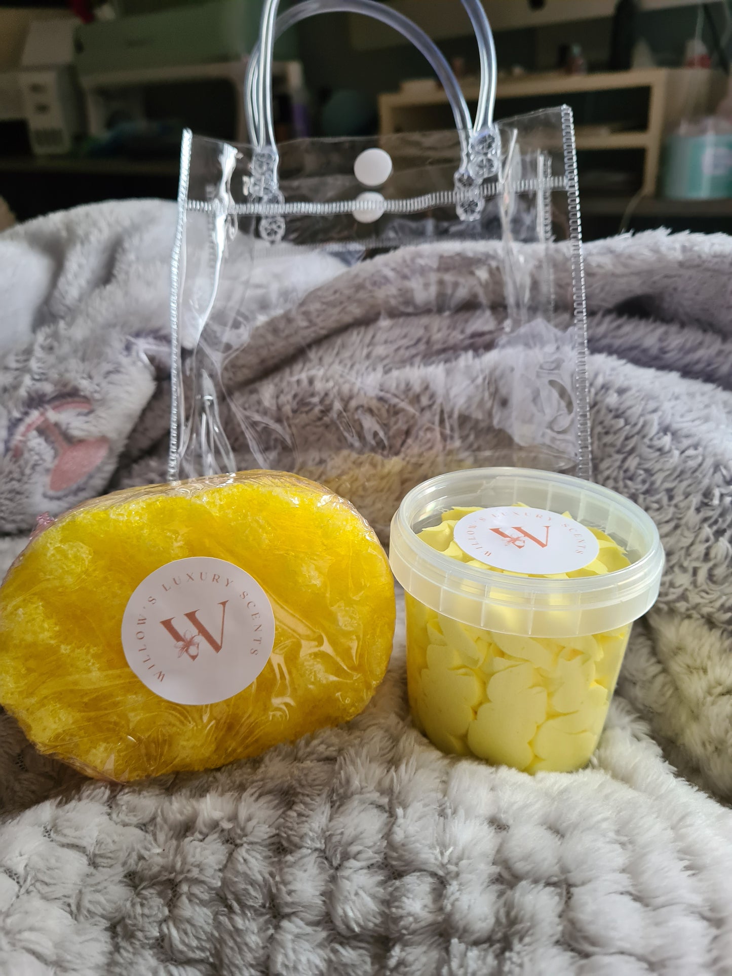 Citronella mini soap sponge and medium whipped soap gift set