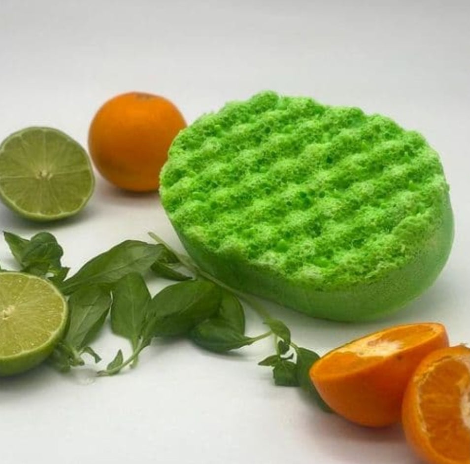 Lime, Basil & mandarin exfiliating soap sponge